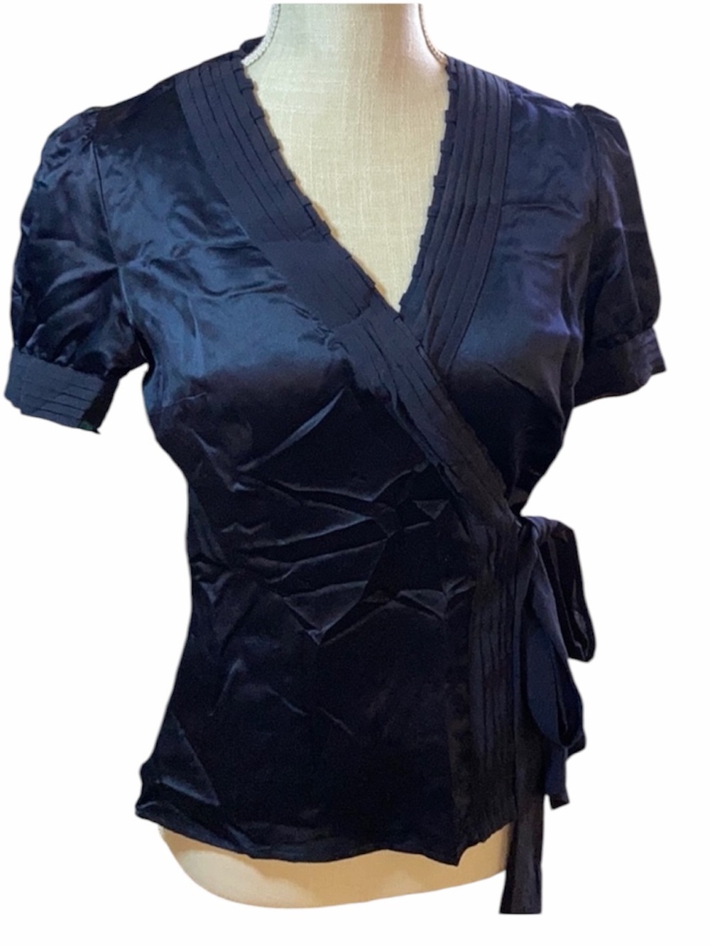 Mix It Black Satin Cross Over Blouse